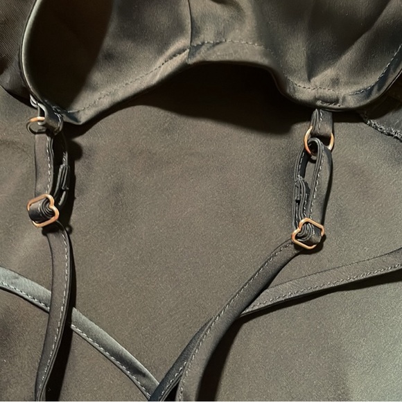 Lascana NWOT Slip Dress sz 10 in Teal Satin w/ Sweetheart Ruffle Trim - Picture 4 of 6